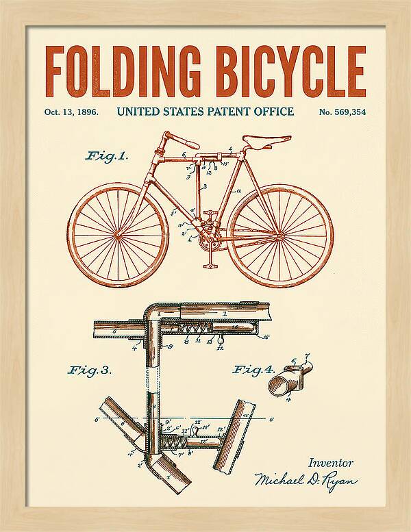 Folding Bicycle Retro Patent Us569354a