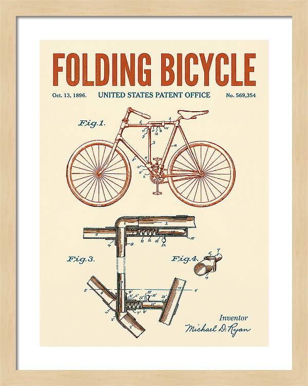 Folding Bicycle Retro Patent Us569354a