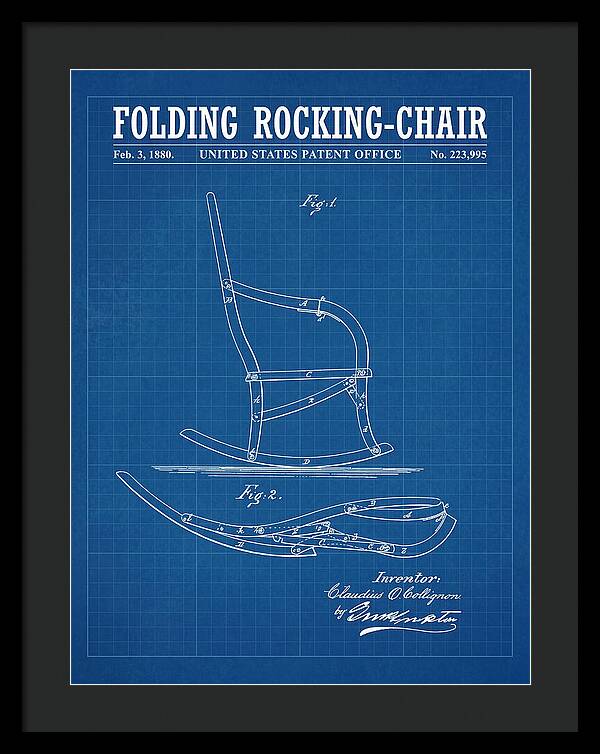 Folding Rocking Chair Blueprint Patent Us223995a