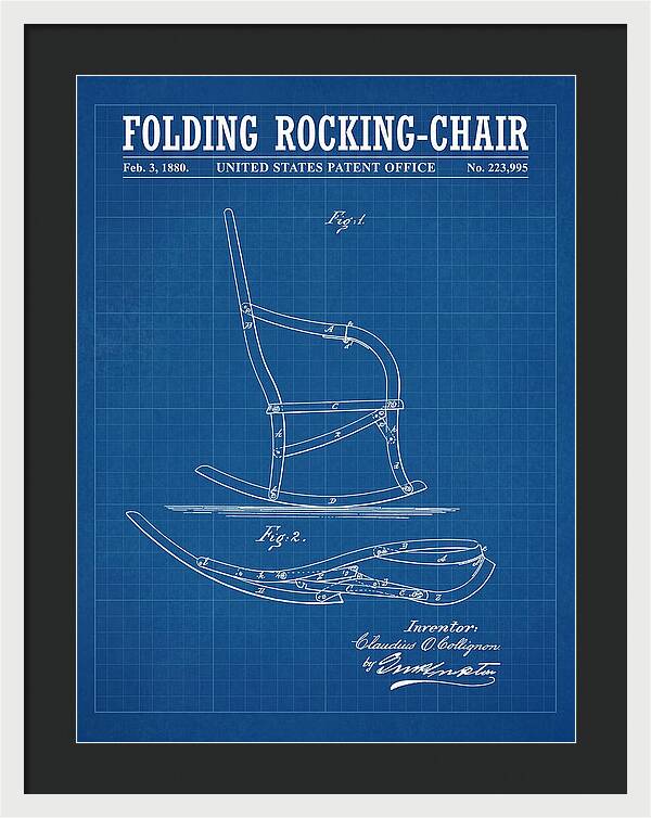 Folding Rocking Chair Blueprint Patent Us223995a
