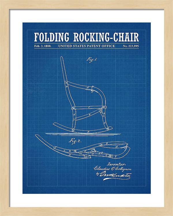 Folding Rocking Chair Blueprint Patent Us223995a