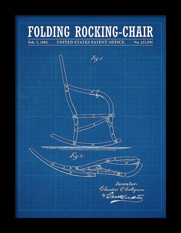 Folding Rocking Chair Blueprint Patent Us223995a