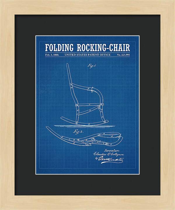 Folding Rocking Chair Blueprint Patent Us223995a