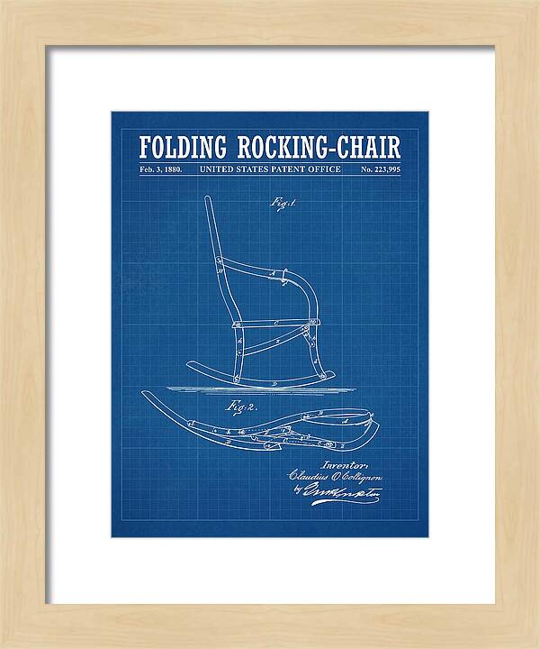 Folding Rocking Chair Blueprint Patent Us223995a