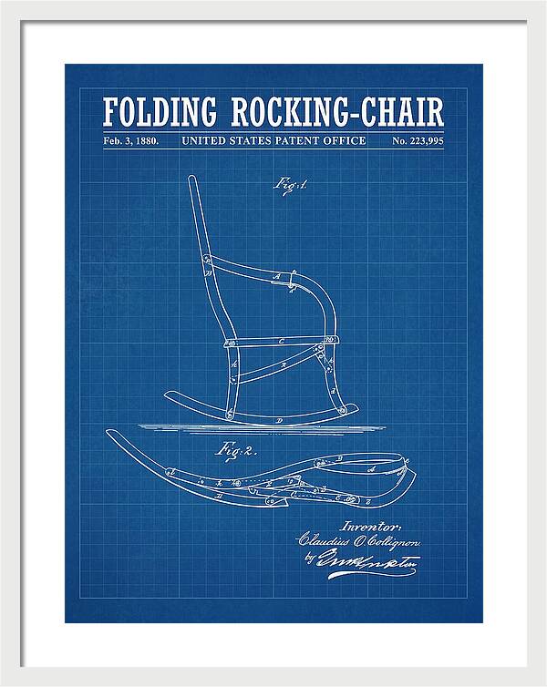 Folding Rocking Chair Blueprint Patent Us223995a