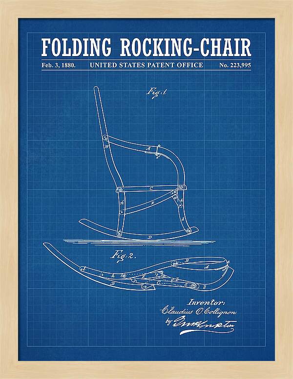 Folding Rocking Chair Blueprint Patent Us223995a