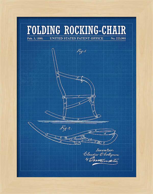 Folding Rocking Chair Blueprint Patent Us223995a