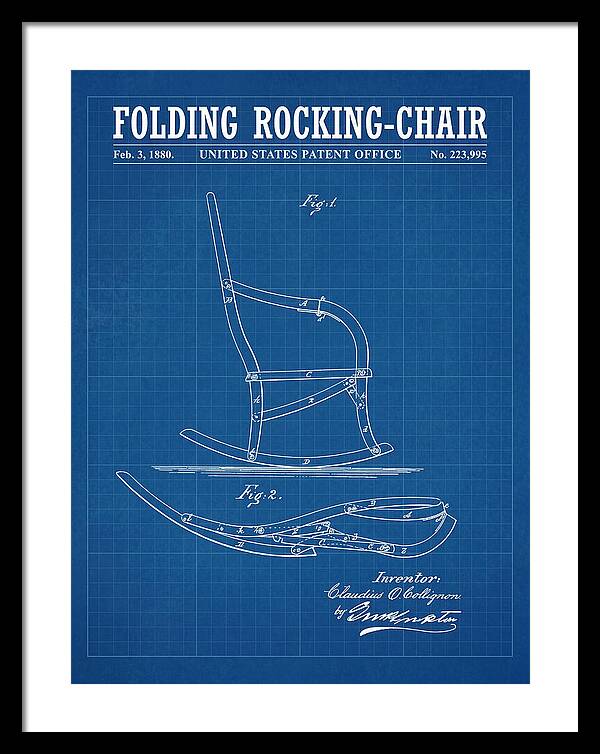 Folding Rocking Chair Blueprint Patent Us223995a