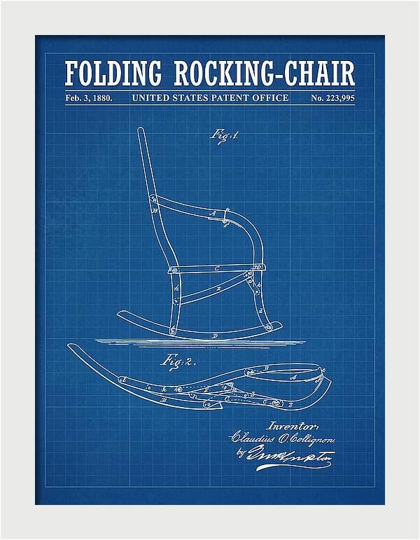 Folding Rocking Chair Blueprint Patent Us223995a