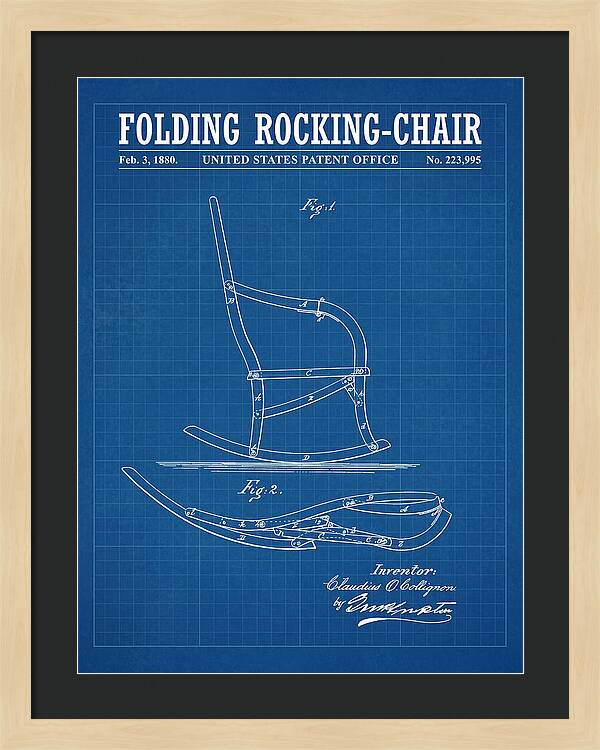 Folding Rocking Chair Blueprint Patent Us223995a