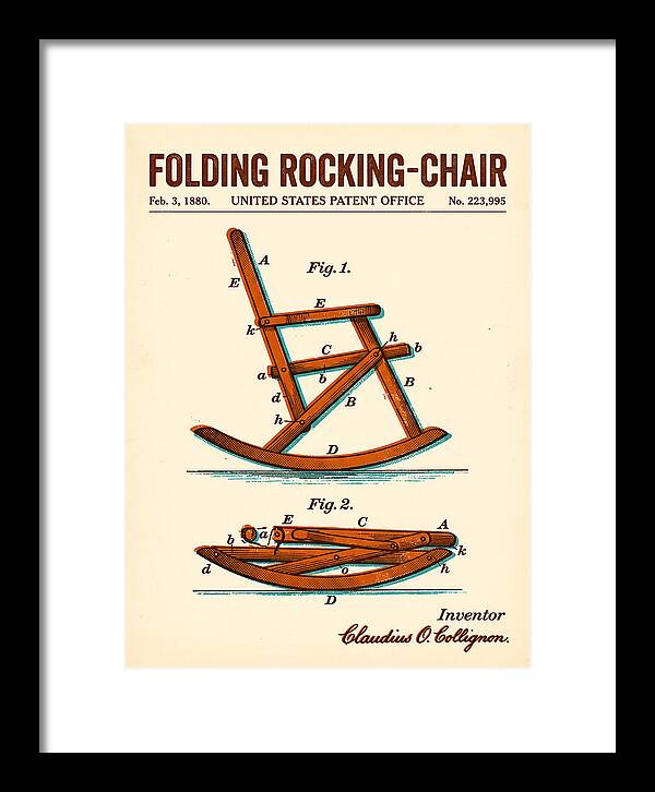 Folding Rocking Chair Retro Patent Us223995a