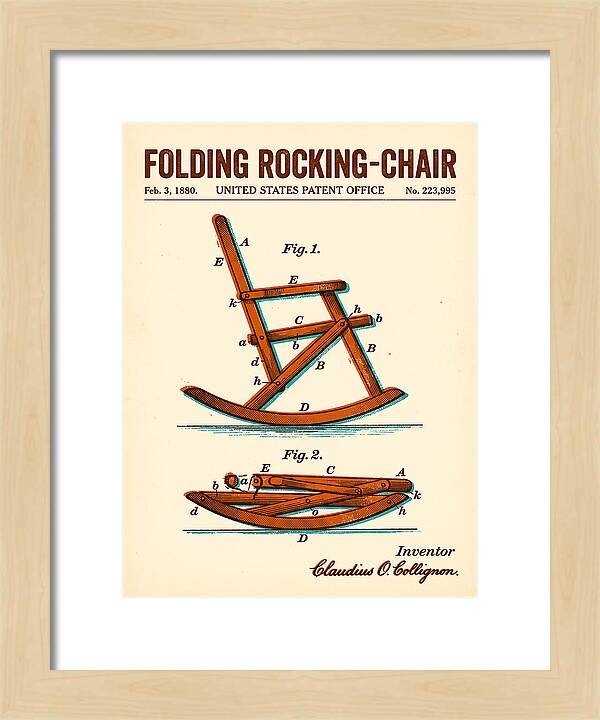 Folding Rocking Chair Retro Patent Us223995a