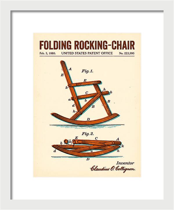Folding Rocking Chair Retro Patent Us223995a
