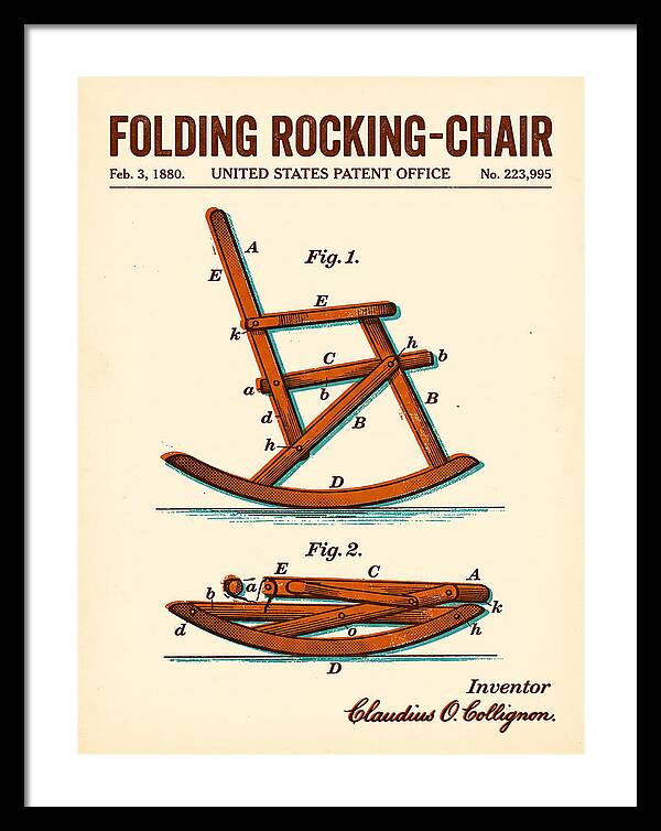 Folding Rocking Chair Retro Patent Us223995a