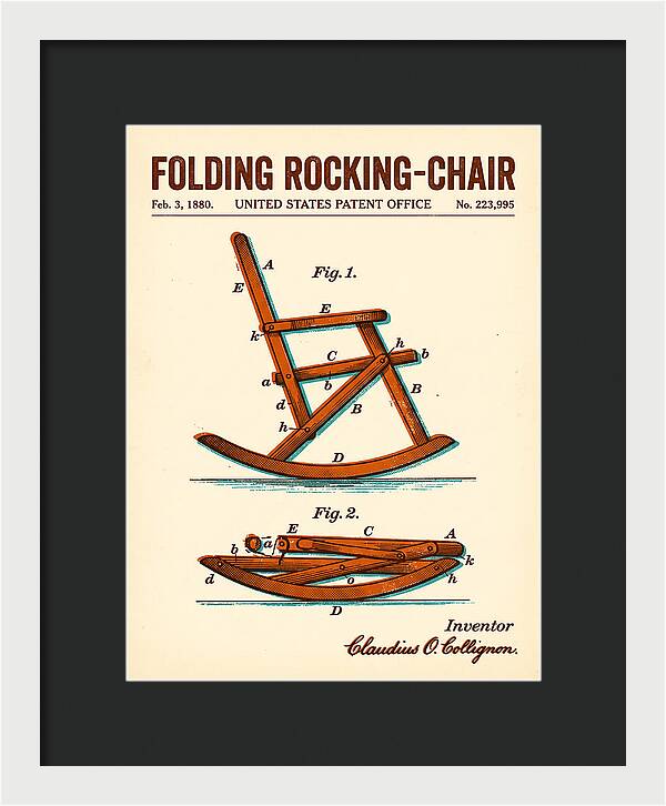 Folding Rocking Chair Retro Patent Us223995a