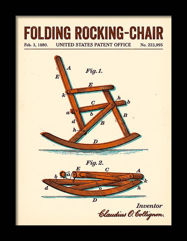 Folding Rocking Chair Retro Patent Us223995a
