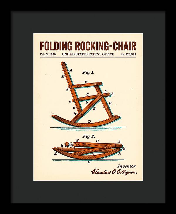 Folding Rocking Chair Retro Patent Us223995a