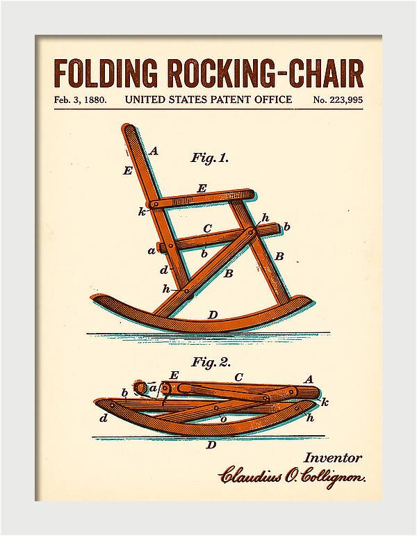 Folding Rocking Chair Retro Patent Us223995a