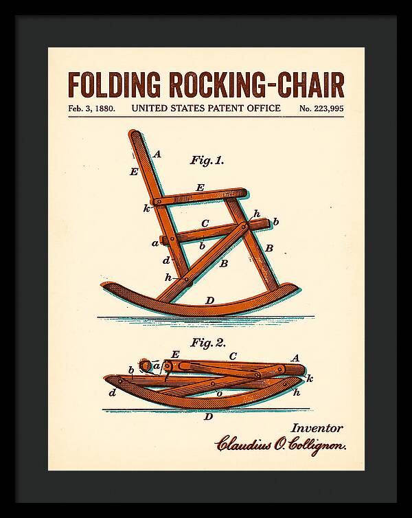 Folding Rocking Chair Retro Patent Us223995a