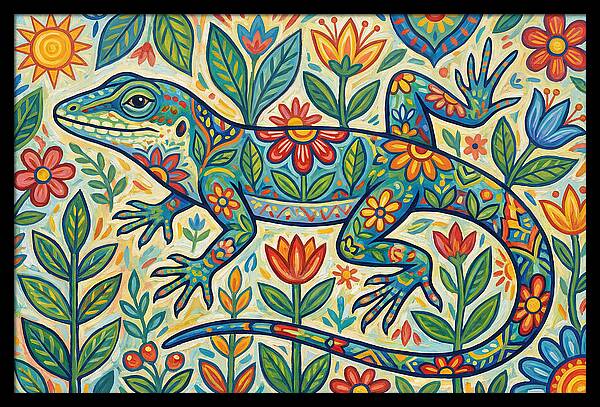 Folk Art Anole Lizard