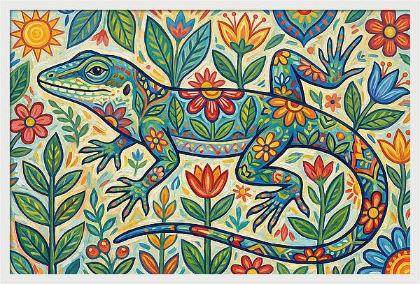 Folk Art Anole Lizard
