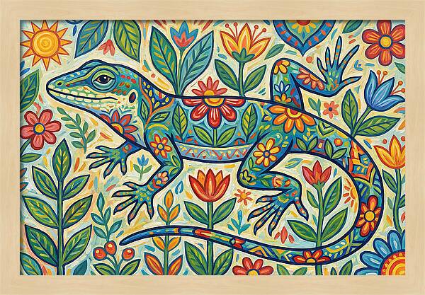 Folk Art Anole Lizard