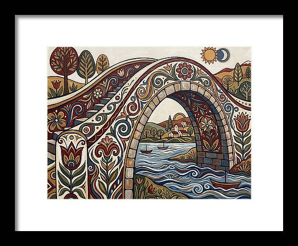 Folk Art Arch Bridge Scene