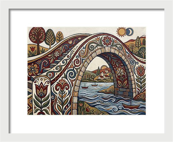 Folk Art Arch Bridge Scene