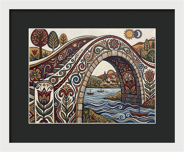 Folk Art Arch Bridge Scene