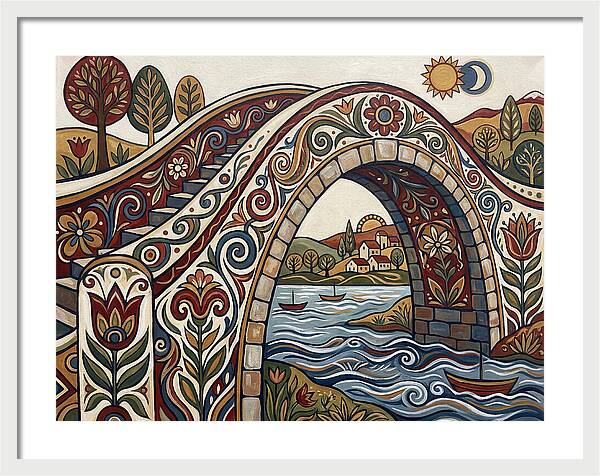 Folk Art Arch Bridge Scene