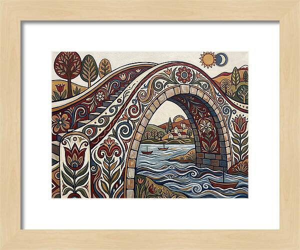 Folk Art Arch Bridge Scene