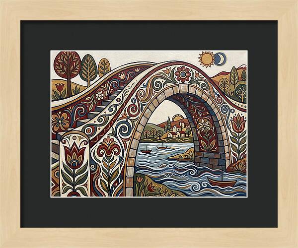 Folk Art Arch Bridge Scene