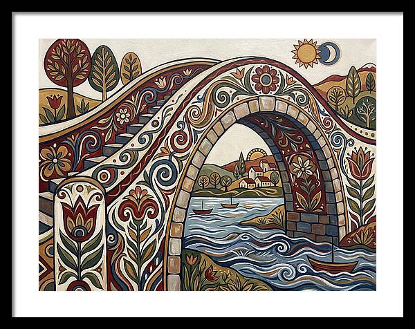 Folk Art Arch Bridge Scene