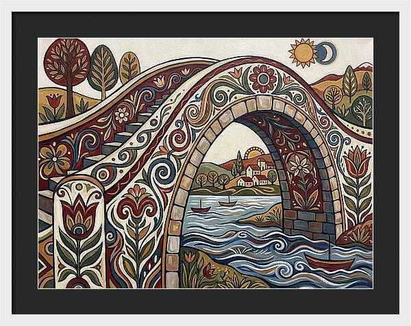 Folk Art Arch Bridge Scene