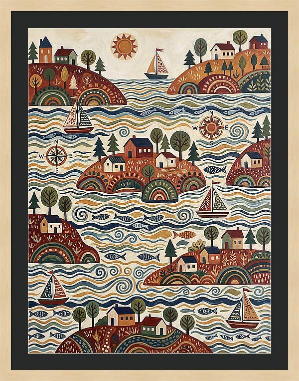 Folk Art Archipelago Landscape