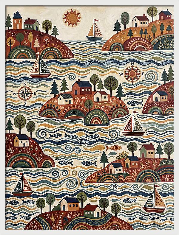 Folk Art Archipelago Landscape