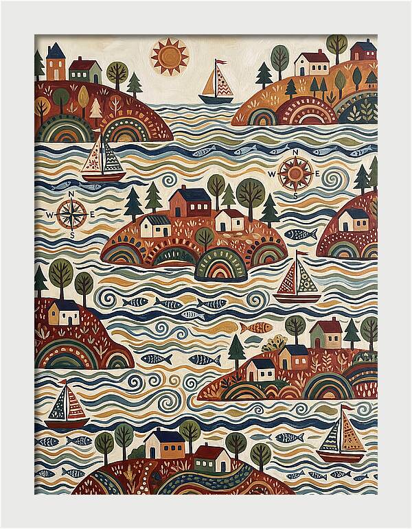 Folk Art Archipelago Landscape