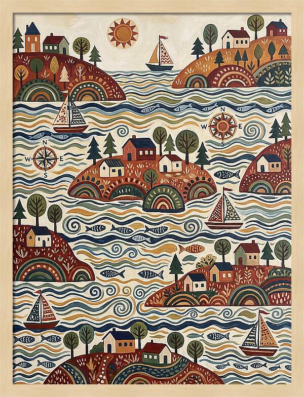 Folk Art Archipelago Landscape