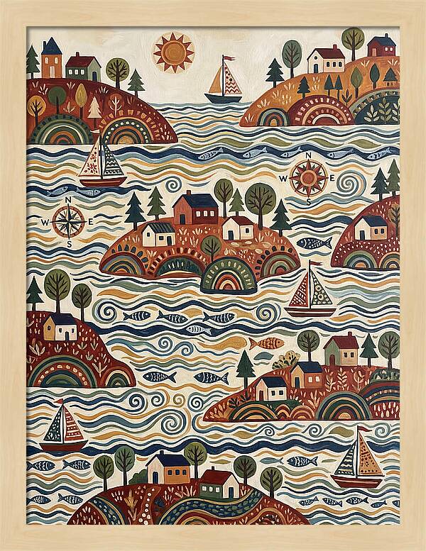 Folk Art Archipelago Landscape