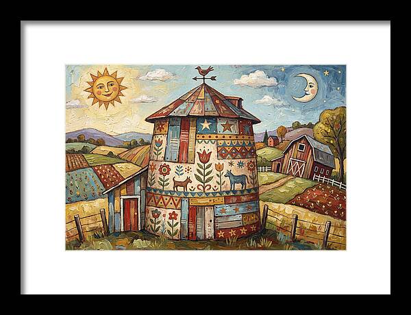 Folk Art Barn Silo Scene