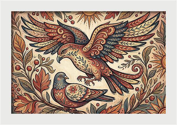 Folk Art Birds In Flight