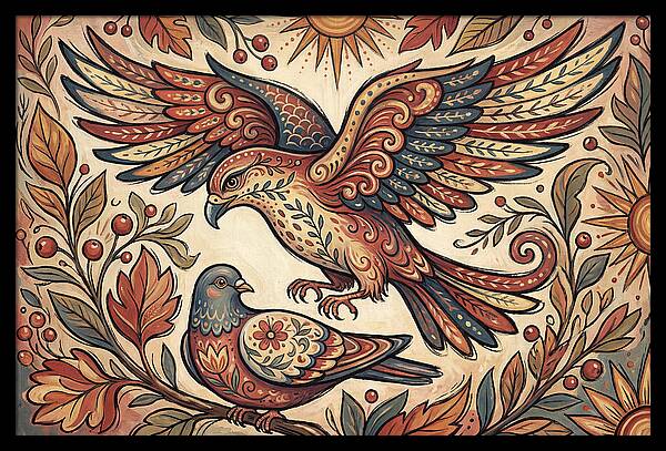 Folk Art Birds In Flight