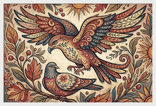 Folk Art Birds In Flight
