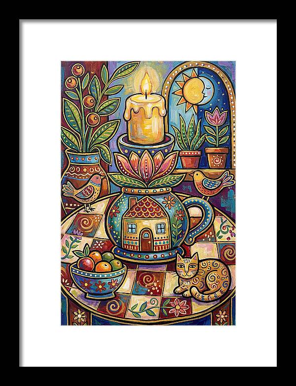 Folk Art Candlestick Scene