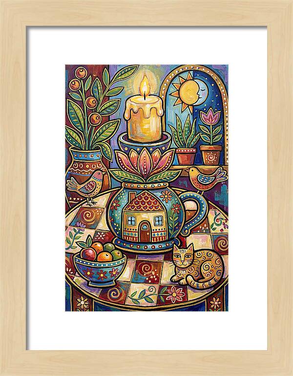 Folk Art Candlestick Scene