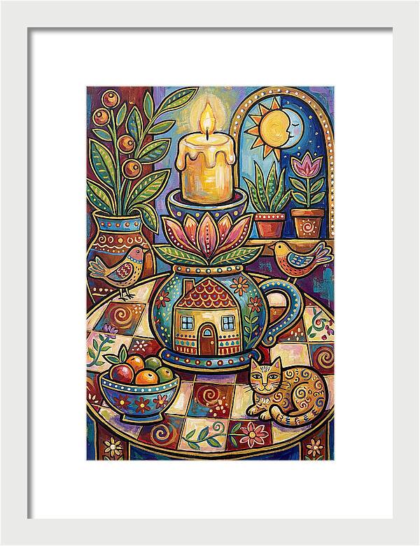Folk Art Candlestick Scene