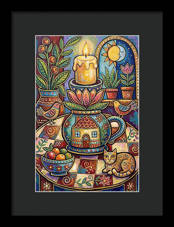 Folk Art Candlestick Scene