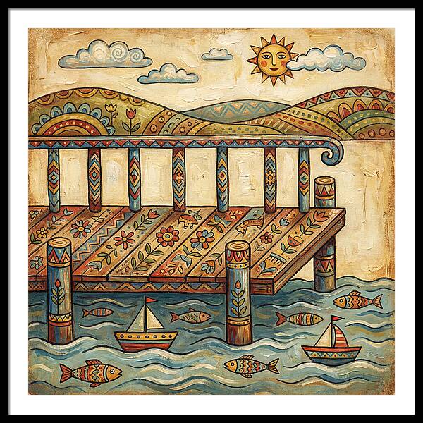 Folk Art Dock Scene