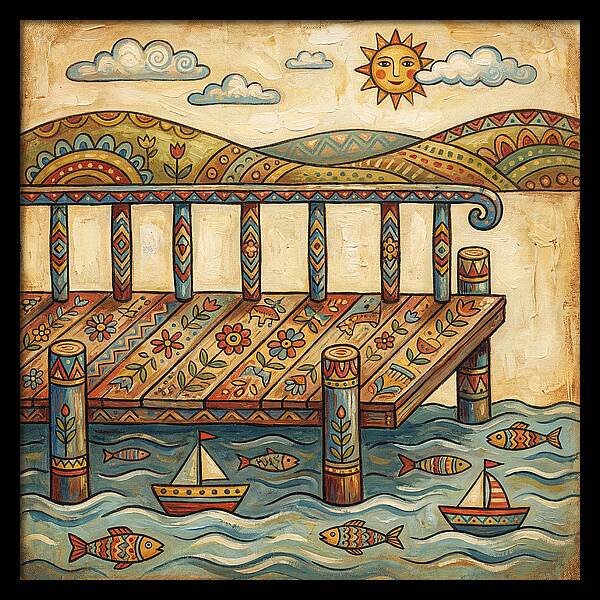 Folk Art Dock Scene