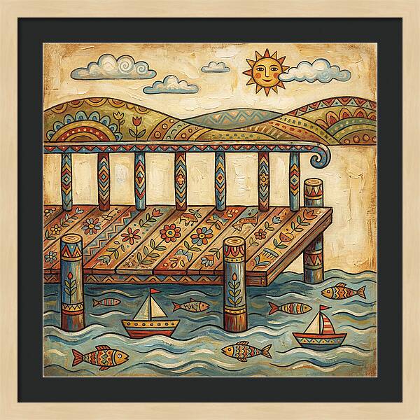 Folk Art Dock Scene
